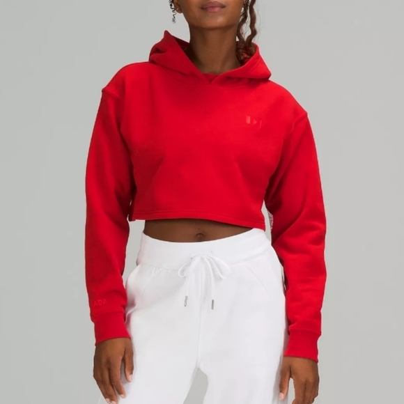 Rare Lululemon Team Canada Olympics All Yours Cropped Red Hoodie COC Logo Size 6 - Picture 1 of 15